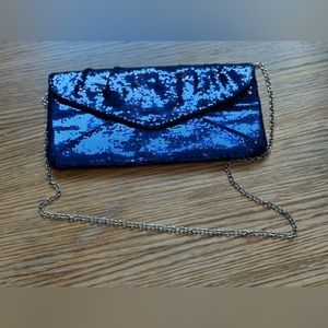 BCBG MAX AZRIA "Bella" Blue Clutch Handbag in MINI Sequin (Was $200)